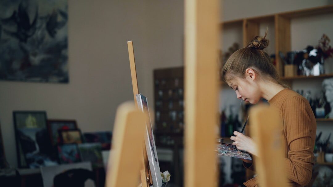 artist in studio working